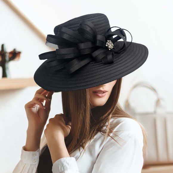 Rhinestone Embellished Dressy Church Hat Kentuckey Derby Hat